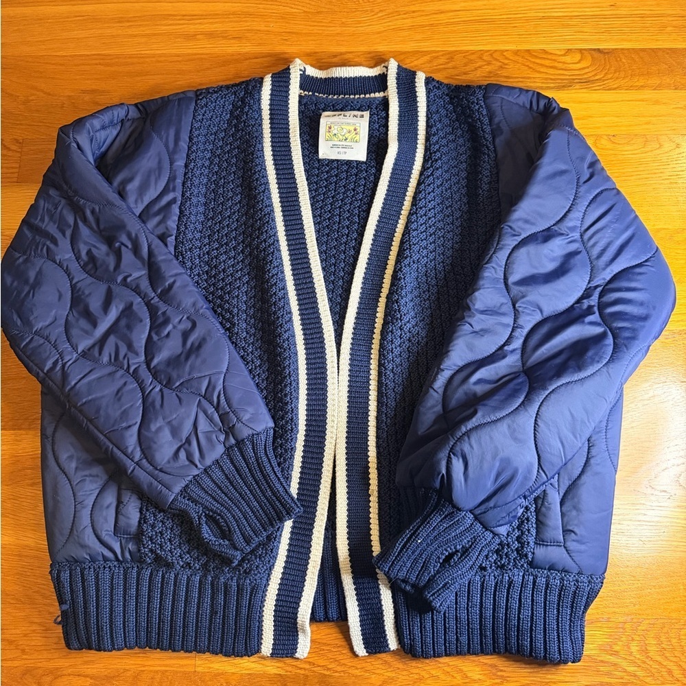 OFFLINE by Aerie Quilted Knit Cardigan Jacket Navy Blue XS